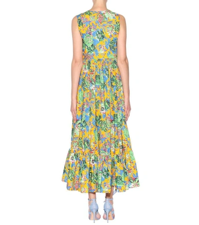 Shop Msgm Floral-printed Cotton Dress In Multicoloured