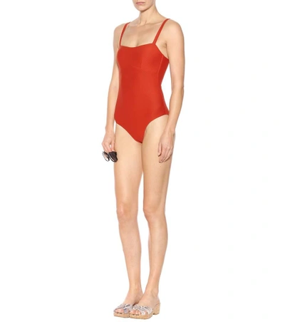 Shop Asceno Classic One-piece Swimsuit In Red