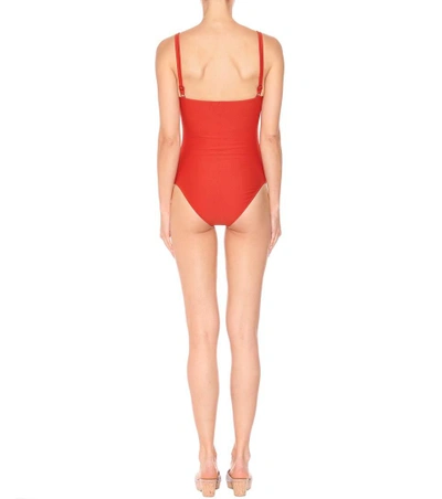 Shop Asceno Classic One-piece Swimsuit In Red