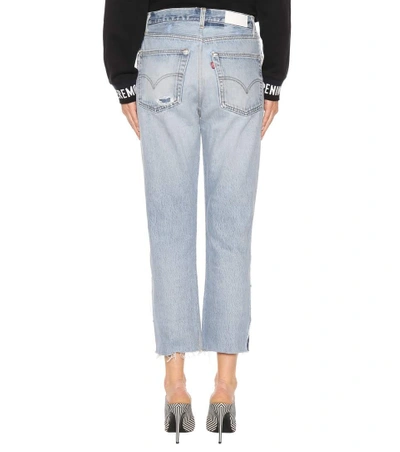 Shop Re/done Relaxed Zip Crop Jeans In Blue
