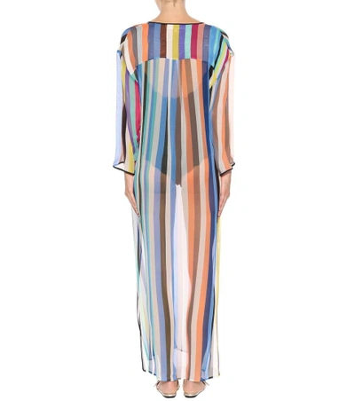 Shop Diane Von Furstenberg Striped Silk Cover-up In Multicoloured