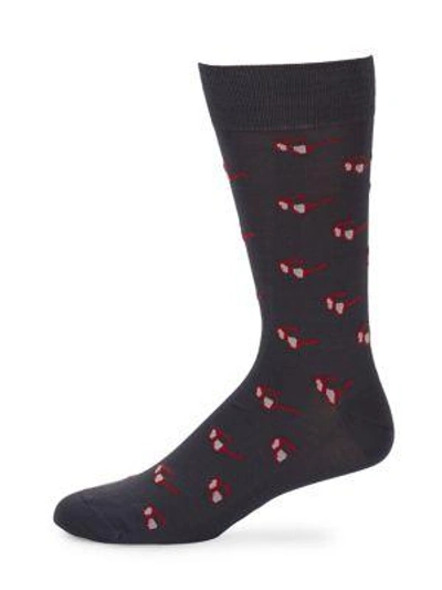 Shop Paul Smith Glasses-print Socks In Grey