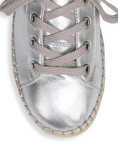 Shop Sam Edelman Carleigh Metallic Leather Espadrille Sneakers In Silver
