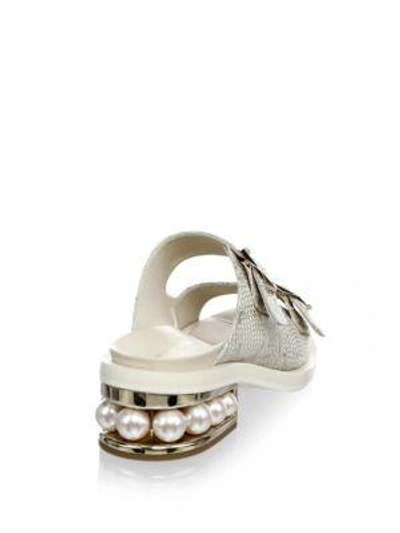 Shop Nicholas Kirkwood Casati Pearl Leather Two-strap Sandals In Natural