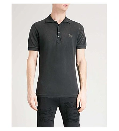 Shop Diesel T-night Cotton-piqué Polo Shirt In Black