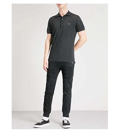 Shop Diesel T-night Cotton-piqué Polo Shirt In Black