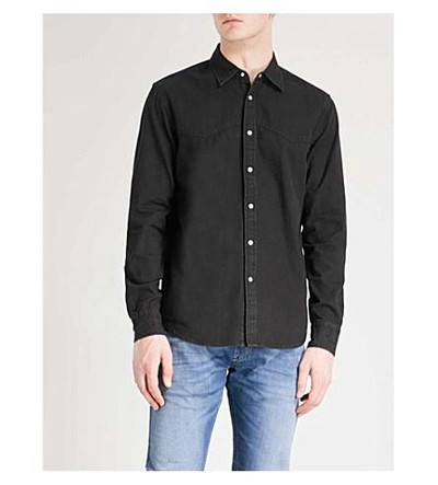 Shop Diesel D-planet Regular-fit Cotton Shirt In Denim Black