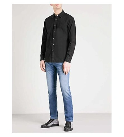 Shop Diesel D-planet Regular-fit Cotton Shirt In Denim Black