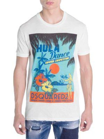 Shop Dsquared2 Hula Dance Graphic Cotton Tee In White