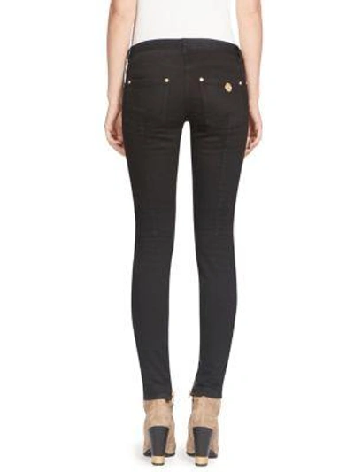 Shop Balmain Paneled Skinny Jeans In Black