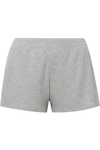 Shop Skin Ingo Waffle-knit Cotton-blend Shorts In Gray