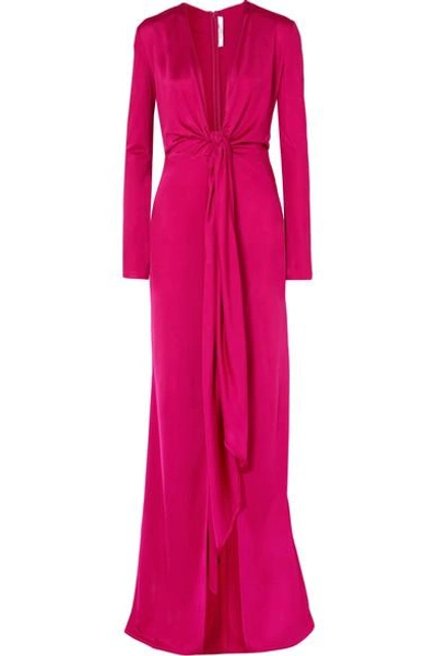 Shop Givenchy Knotted Stretch-jersey Gown In Fuchsia