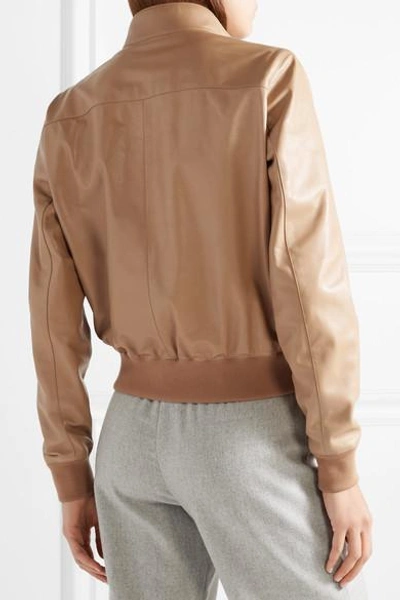 Shop The Row Erhly Leather Bomber Jacket In Sand