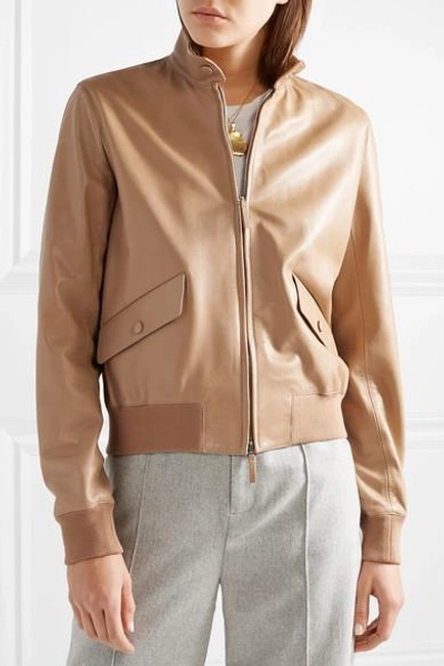 Shop The Row Erhly Leather Bomber Jacket In Sand