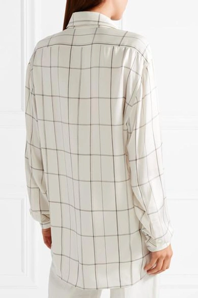 Shop The Row Big Sisea Oversized Checked Silk-satin Shirt