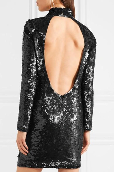 Shop Haney Jackie Open-back Sequined Mini Dress In Black