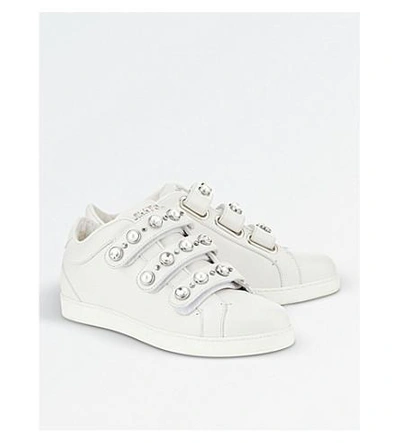 Shop Jimmy Choo Ny Leather Sneakers In White Mix