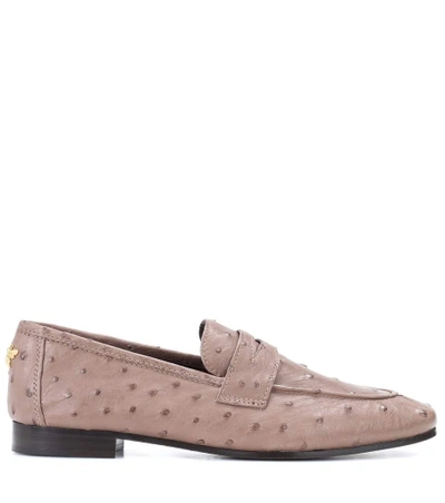 Shop Bougeotte Ostrich Leather Loafers In Brown