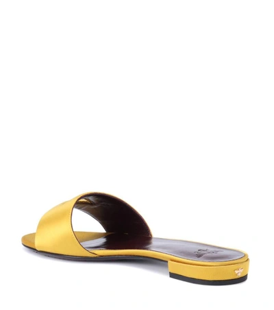 Shop Bougeotte Satin Slides In Yellow
