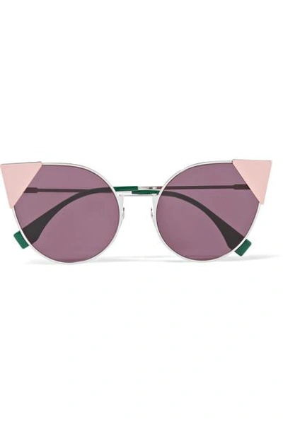 Shop Fendi Embellished Cat-eye Acetate Sunglasses In Pink