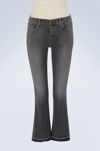 Shop J Brand Selena Mid-rise Cropped Bootcut Jeans In Earl Grey