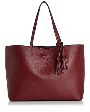 Tory Burch Mcgraw Leather Tote - Burgundy In Imperial Garnet/ Port ...