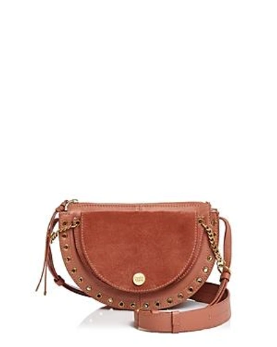 Shop See By Chloé See By Chloe Kriss Small Suede & Leather Crossbody In Cheek/gold