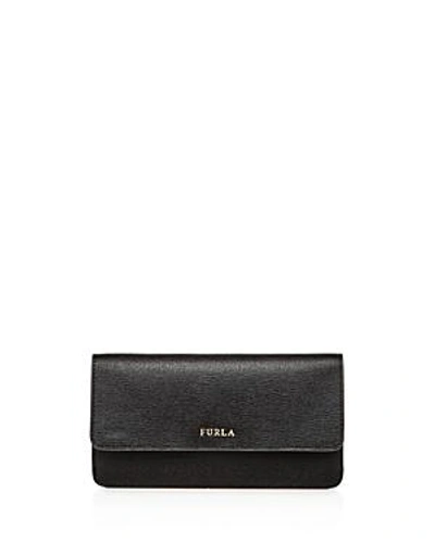 Shop Furla Babylon Embossed Leather Continental Wallet In Onyx Black/gold