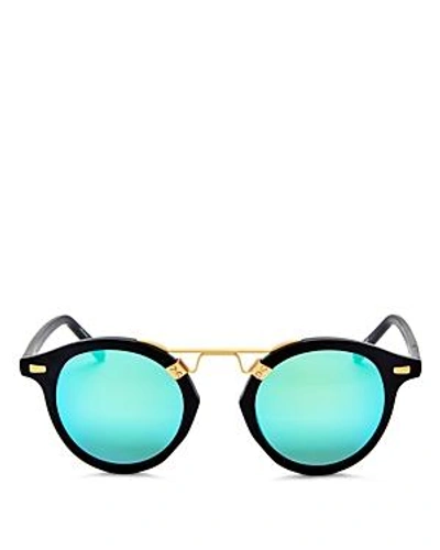 Krewe Women's St. Louis 24k Mirrored Round Sunglasses, 46mm In Matte Black/blue Mirror