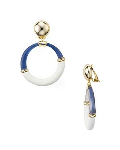 Shop Alexis Bittar Two-tone Hoop Clip-on Earrings In White/sea Blue
