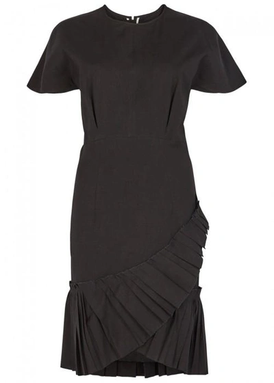Shop Isabel Marant Rimba Pleated Linen Blend Dress In Black
