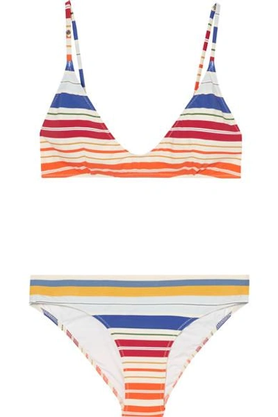Shop Stella Mccartney Striped Triangle Bikini In White