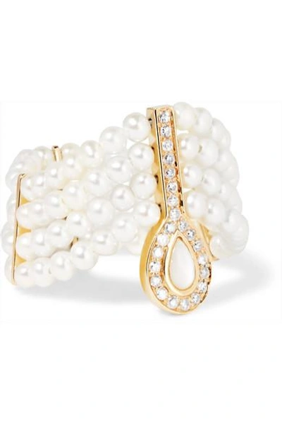Shop Anissa Kermiche 14-karat Gold, Pearl And Diamond Ring