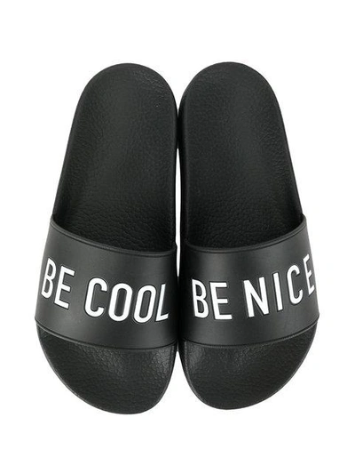 Shop Dsquared2 Be Cool Be Nice Slider Sandals In Black