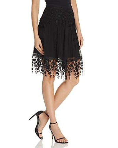 Shop Elie Tahari Brielle Embroidered Skirt In Black
