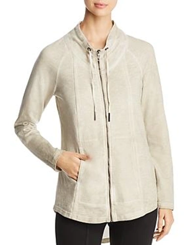 Shop Xcvi Aline Knit Zip-front Jacket In Stone Cold Wash