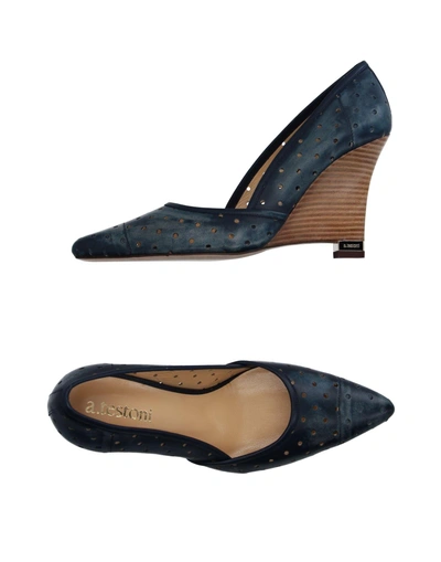 Shop A.testoni Pump In Slate Blue