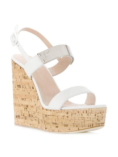 Shop Giuseppe Zanotti Wedge Platform Sandals In White