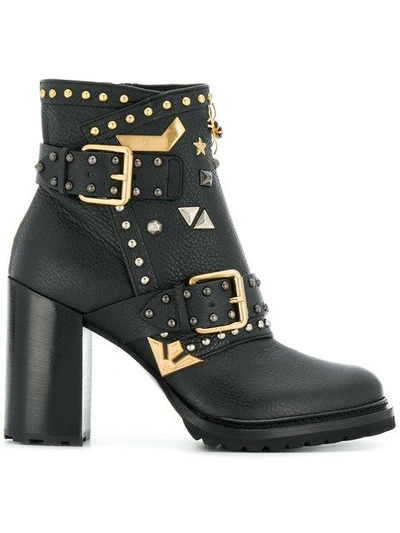 Shop Fabi Embellished Ankle Boots In Black