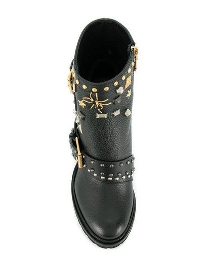 Shop Fabi Embellished Ankle Boots In Black