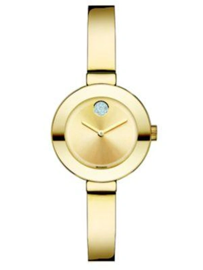 Shop Movado Women's Bold Crystal & Goldtone Ip Stainless Steel Bangle Bracelet Watch/25mm