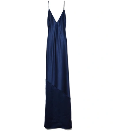 Shop Fleur Du Mal Midnight Blue Silk Bias Gown