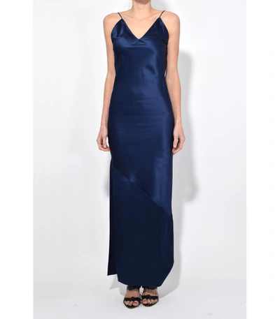 Shop Fleur Du Mal Midnight Blue Silk Bias Gown