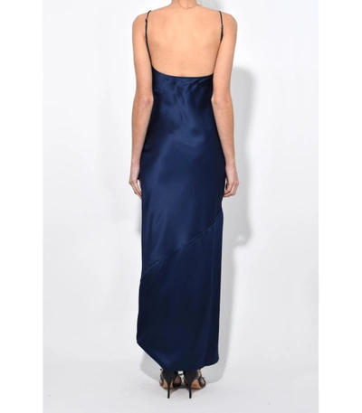 Shop Fleur Du Mal Midnight Blue Silk Bias Gown