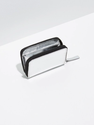 Shop Frank + Oak The Villa Mini Leather Zip Wallet In Silver