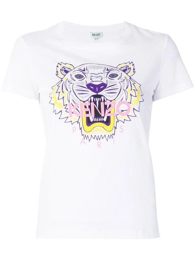 Shop Kenzo Tiger Motif T-shirt In White