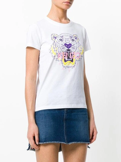 Shop Kenzo Tiger Motif T-shirt In White