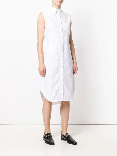 Shop Thom Browne Mid Length Shirt Dress In White