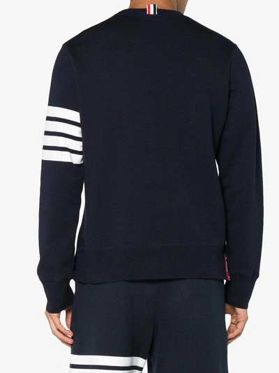 Shop Thom Browne Blue 4-bar Stripe Cotton Sweatshirt
