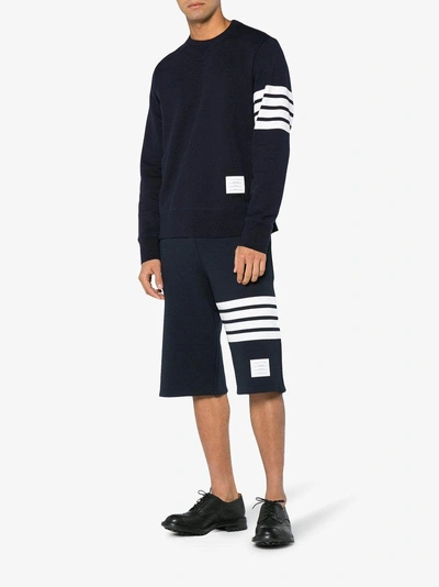 Shop Thom Browne Blue 4-bar Stripe Cotton Sweatshirt